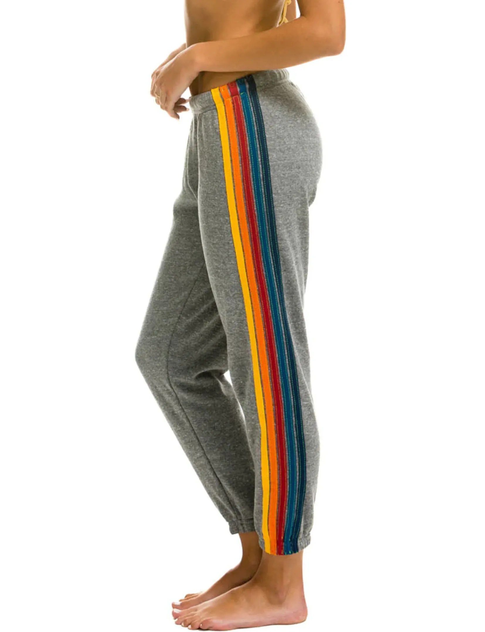 5 Stripe Sweatpants, Heather Grey/Multi Chic Look Sleek and Soft