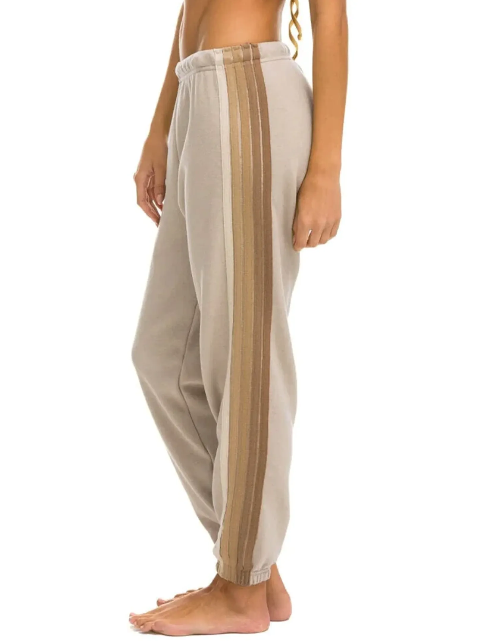 5 Stripe Sweatpants, Sand/Tan HiddenDrawcord AntiStaticFinish