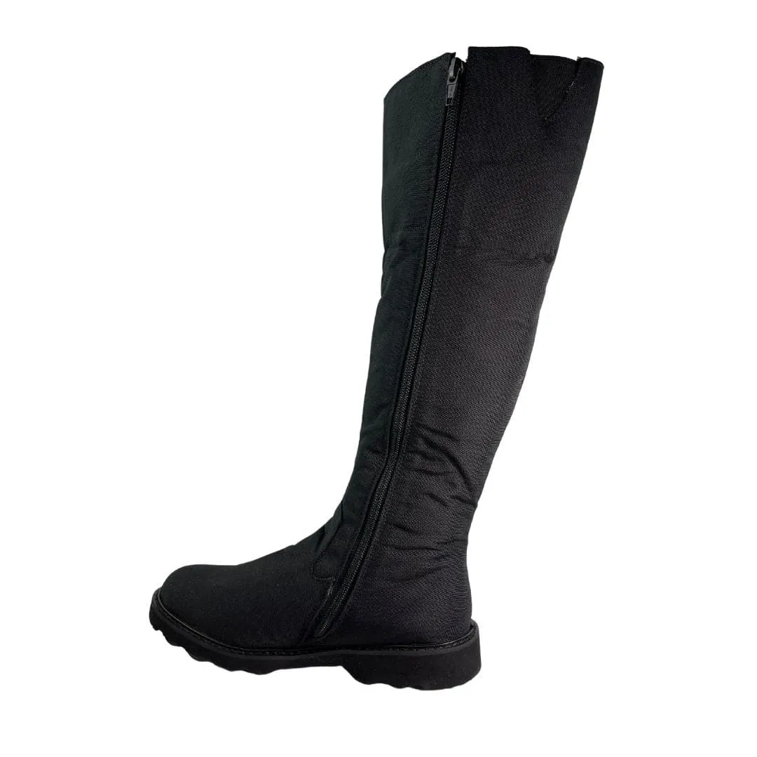 'Abbey' vegan knee-high riding boot with chunky sole by Zette Shoes - black Long Hour