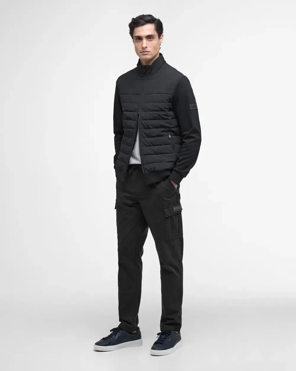 ID25797-Barbour Black Collins Baffle Sweatshirt Anti Pilling Texture