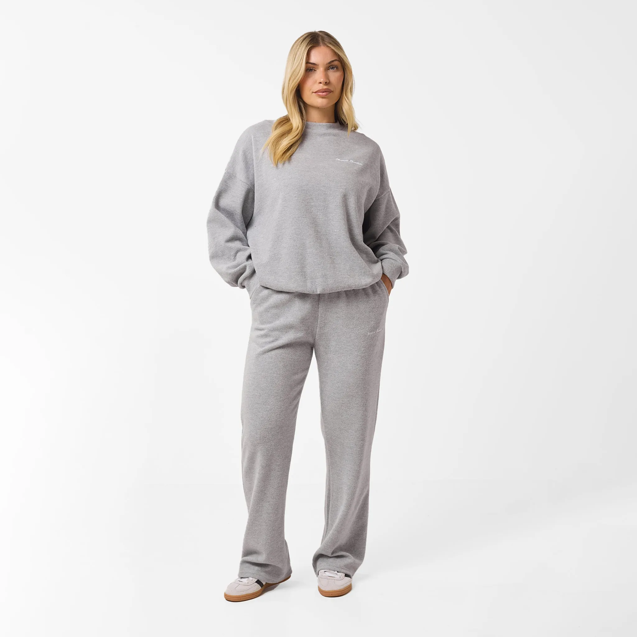 Soft Knit Crewneck Tracksuit | Grey Marl Weather Guard