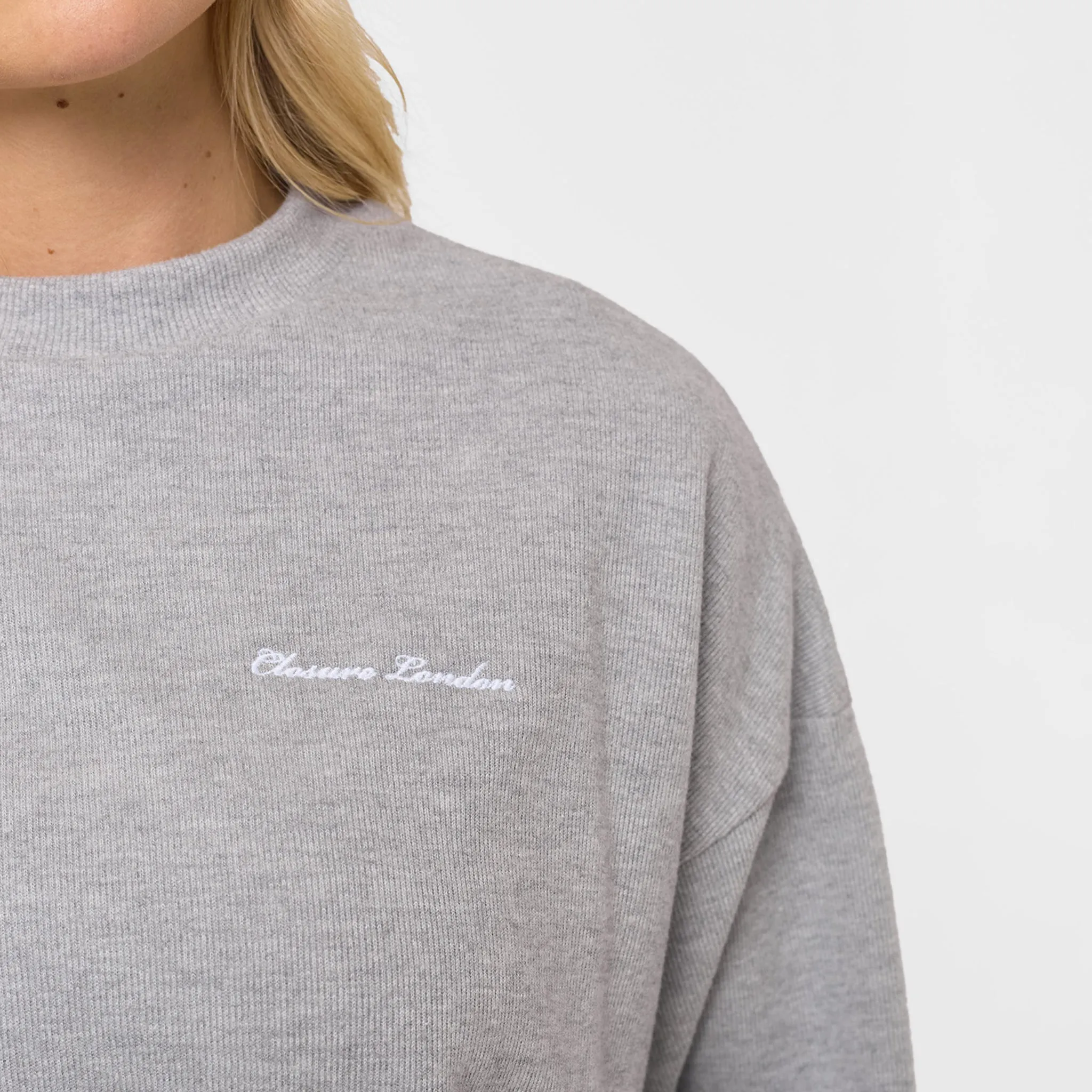 Soft Knit Crewneck Tracksuit | Grey Marl Adjustable Waistbands Laid-Back Outfit