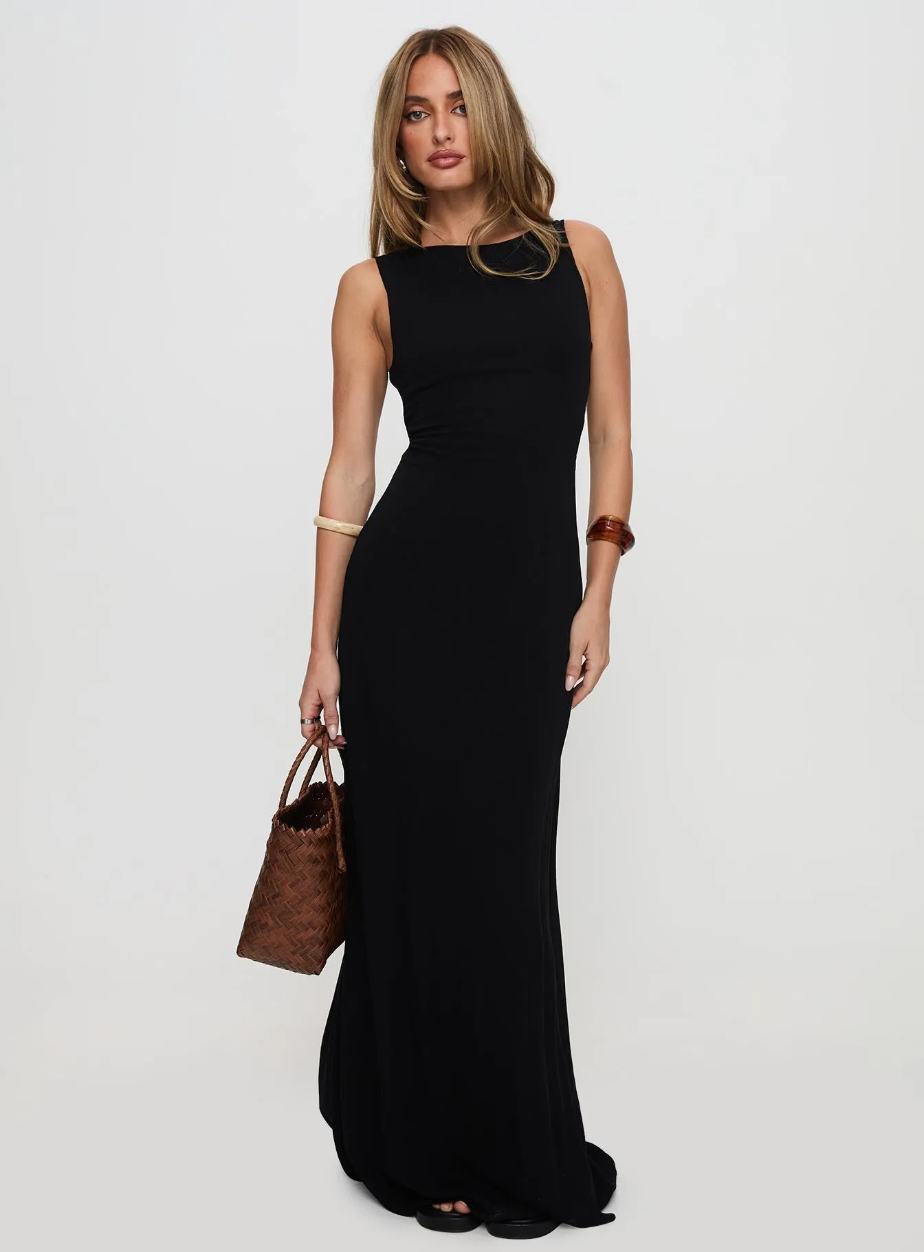 Pure Stitch Ace Of Hearts Backless Maxi Dress Black Petite