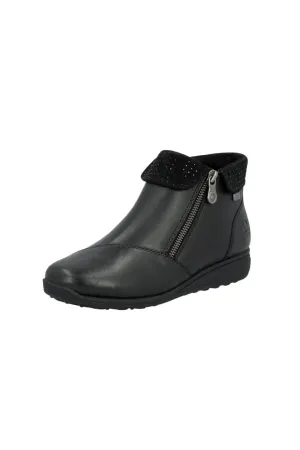 Anti Slip Sole Rieker Ladies Boots 47252-00 in Black