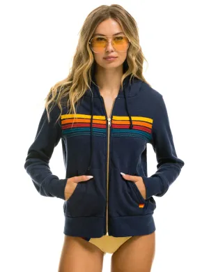 Hiking Suitable 5 Stripe Zip Hoodie, Navy/Multi
