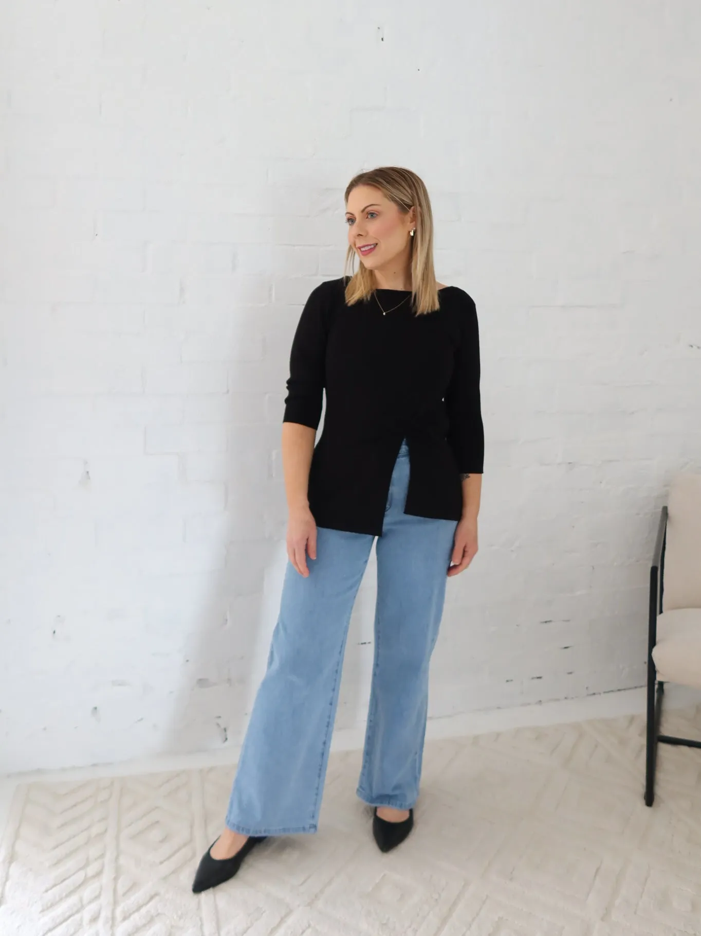 Ailani Knit Top - Black Lightweight Comfort