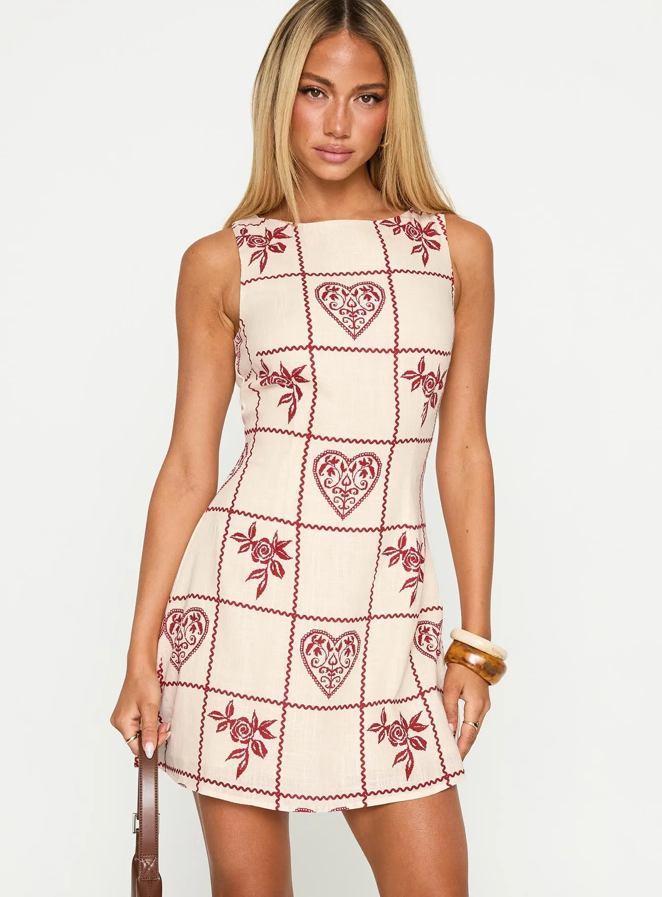 elegant design Alfalfa Shift Mini Dress Red Floral Check