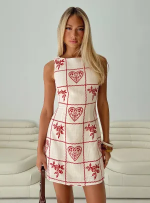 Night Style Alfalfa Shift Mini Dress Red Floral Check