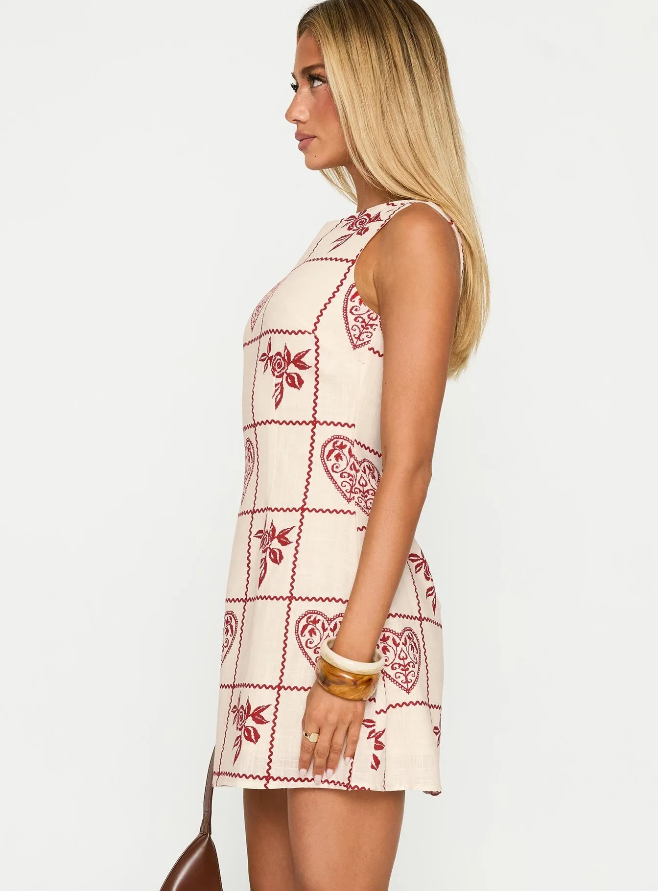 Contemporary Look Alfalfa Shift Mini Dress Red Floral Check