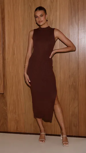 Plush Inner Lining Mae Knit Dress - Chocolate