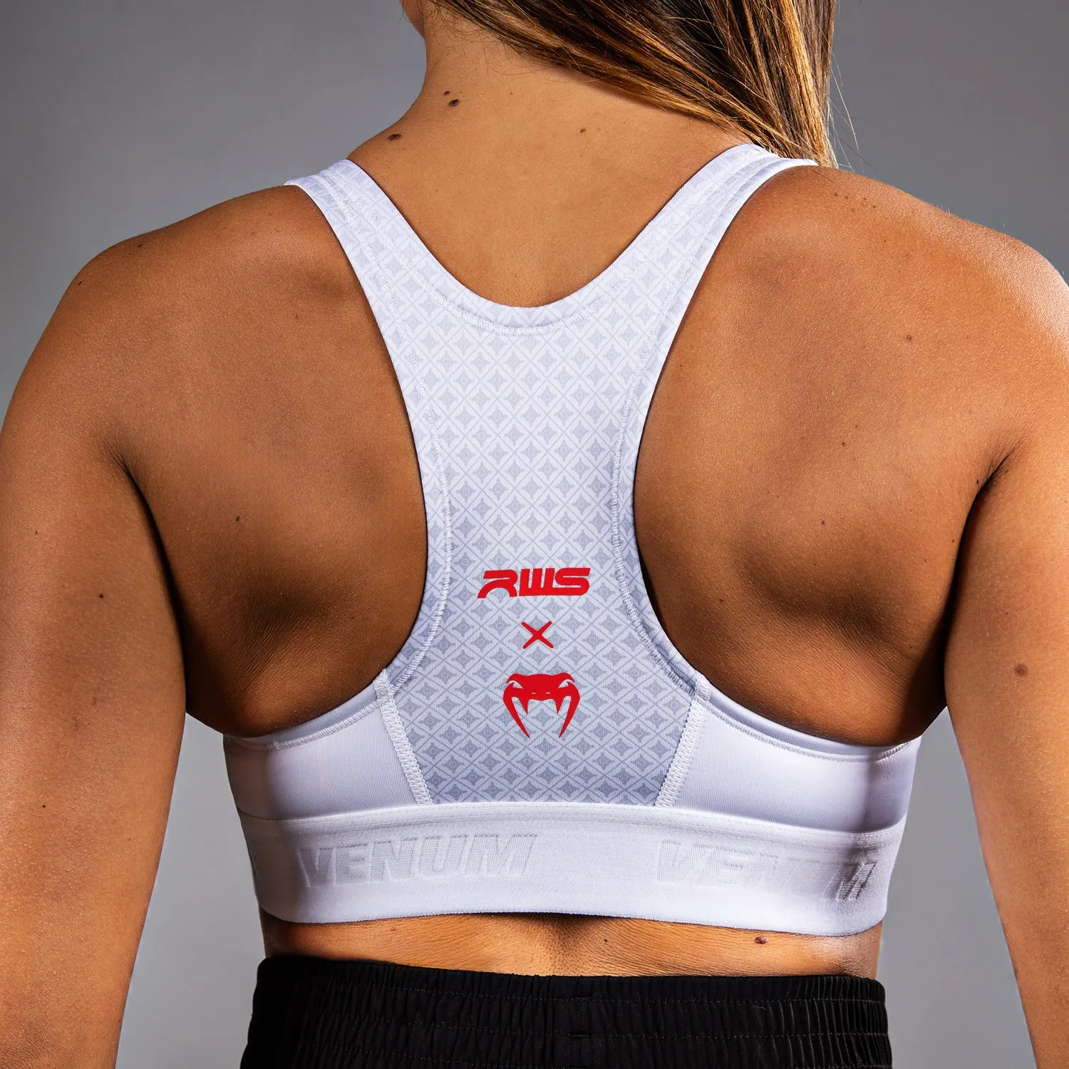 Venum x RWS 2.0 Women??s Sports Bra - White/Red Soft Microfiber Tall size seams
