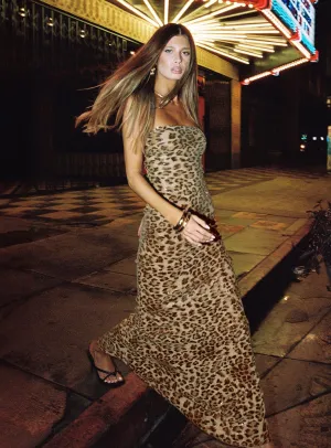 Fine Details Versatile Fit Exquise Strapless Maxi Dress Leopard Sequin