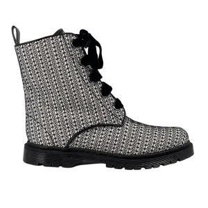 'Billie' vegan combat boots by Zette Shoes - white with black lace Hard Ground Comfort Gusset