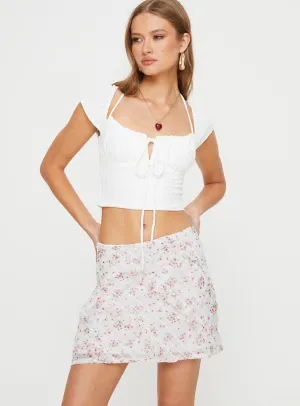 Design Detail Hasmyn Mini Skirt White / Floral