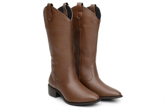 'Carlotta' women's pull-on boot by Ahimsa - cognac Shank Minimal Design