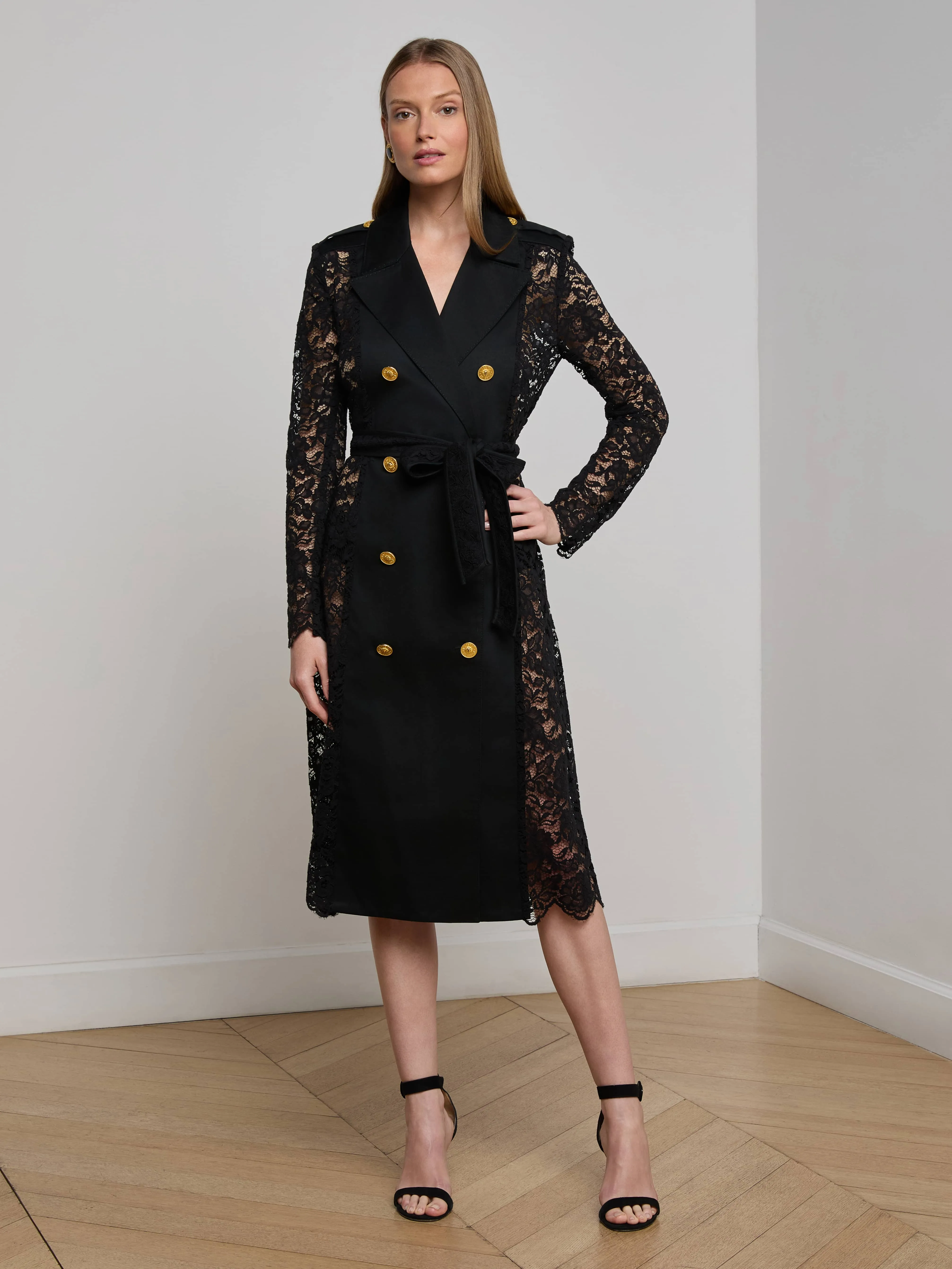 MeshLinedVents Amata Lace Trench Coat