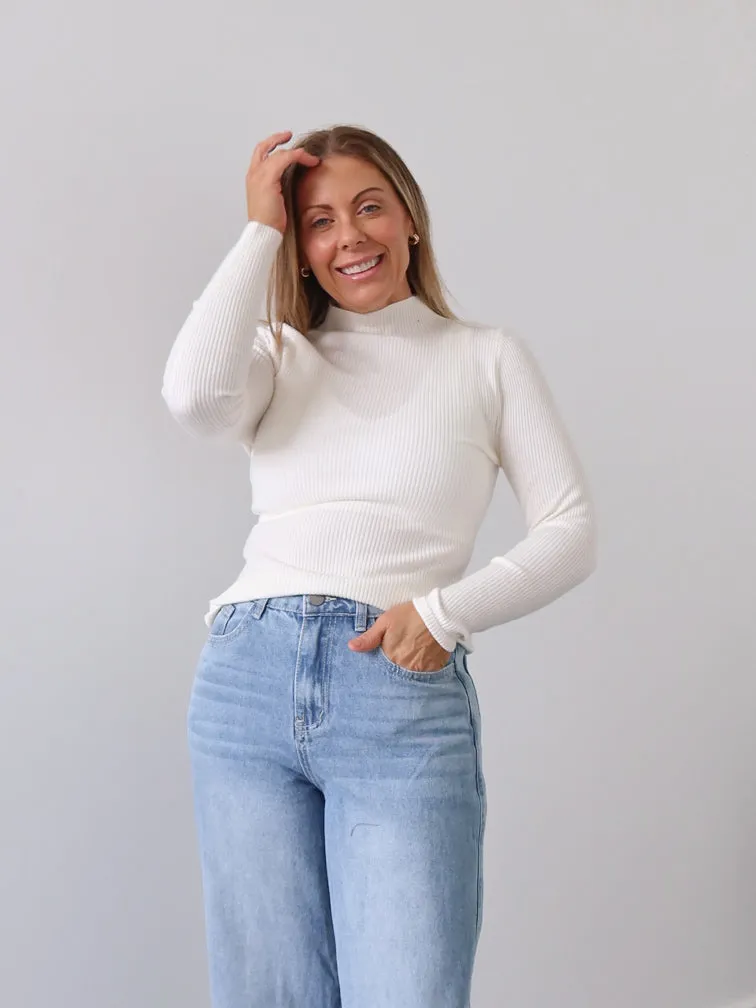 Amy Knit Top - Cream Anti Pilling Surface