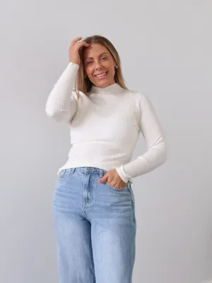 Amy Knit Top - Cream Anti Pilling Surface