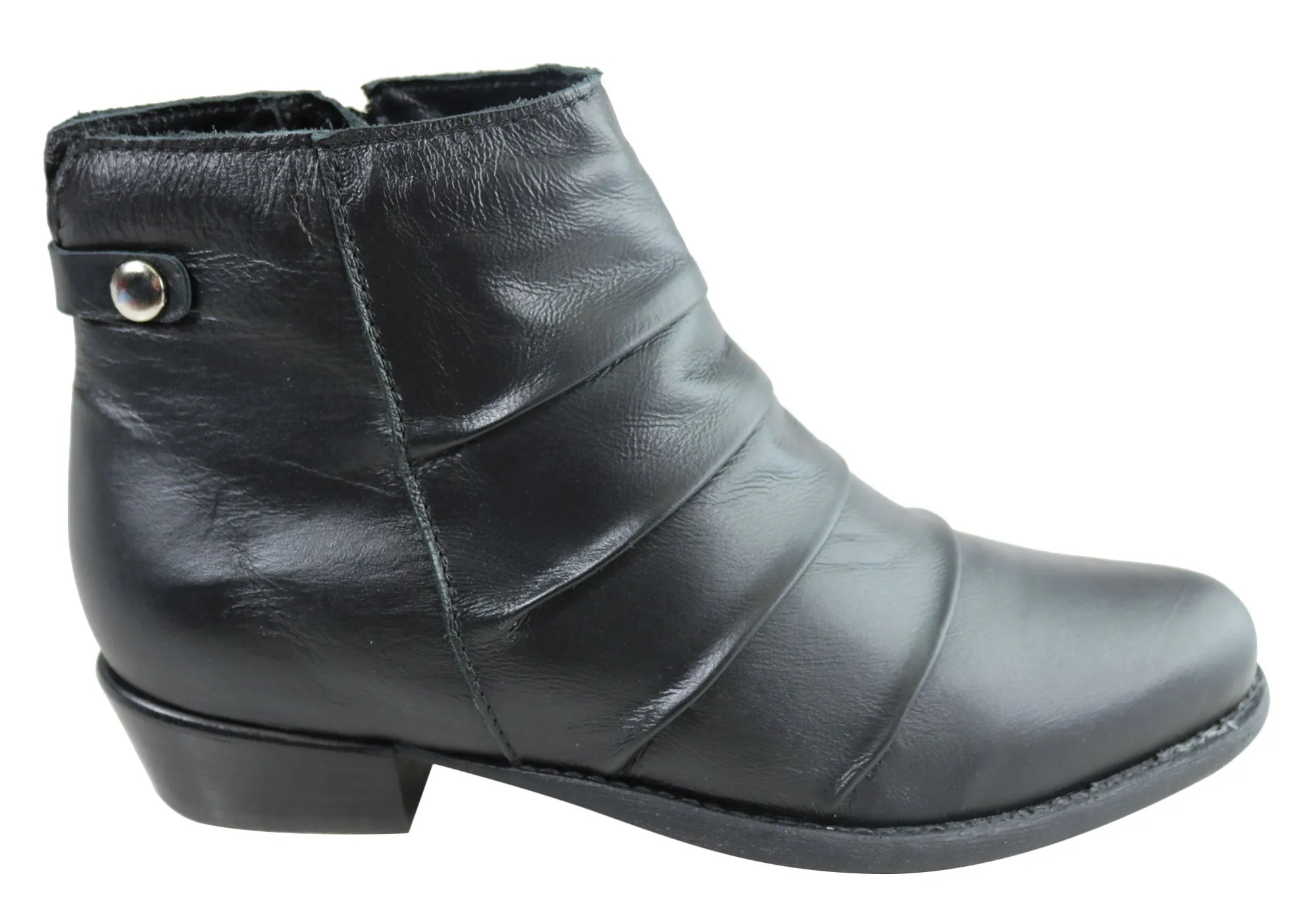 Andacco Avenue Womens Leather Comfortable Ankle Boots Made In Brazil All-Season Protection Anti Puncture Design