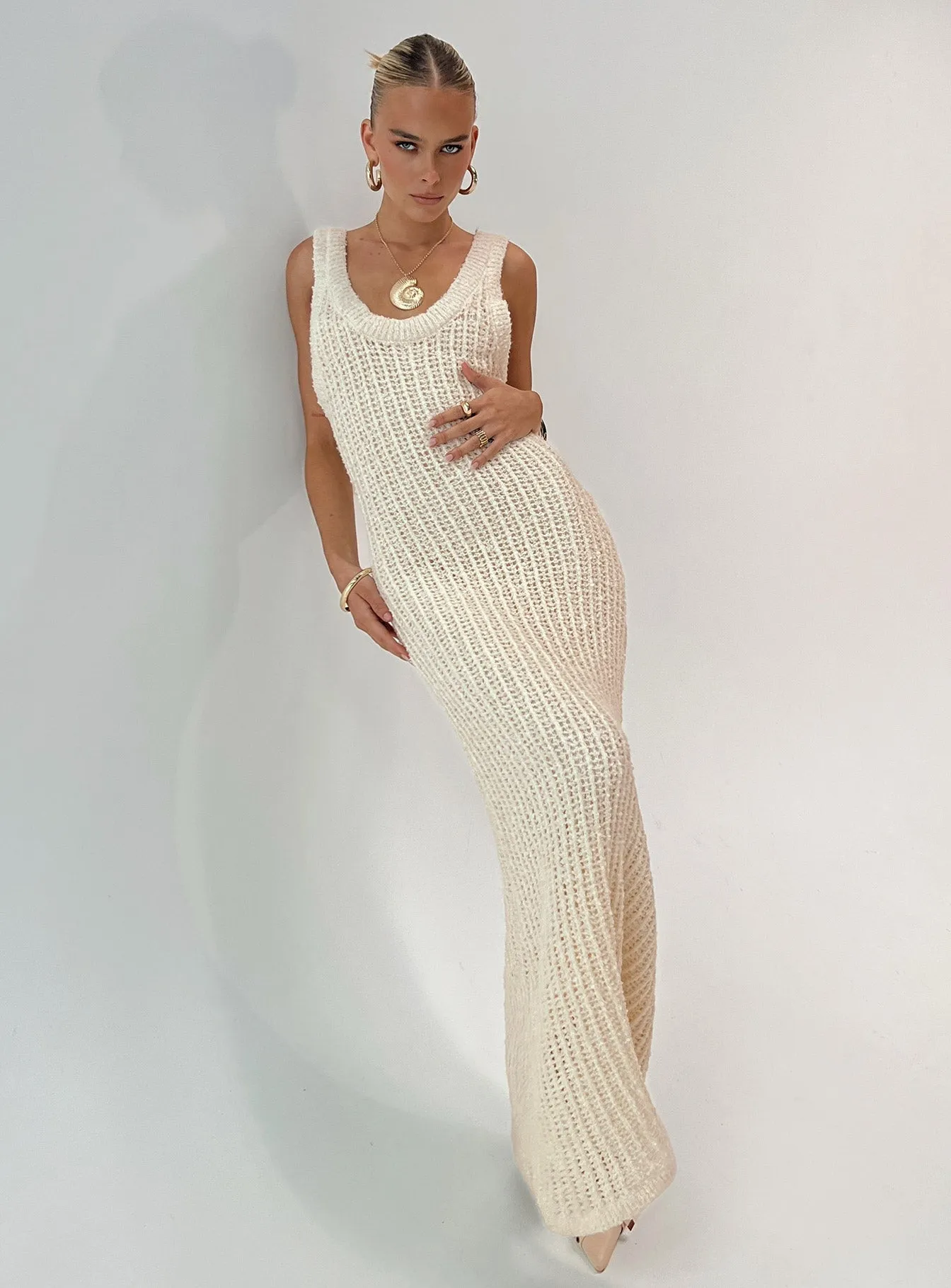 Polished Mood Sharp Detail Andiamo Maxi Dress Cream
