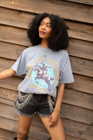 Breathable mesh lining DoubleLayeredCollar Zutter Long Live Cowboys Grey Graphic Tee