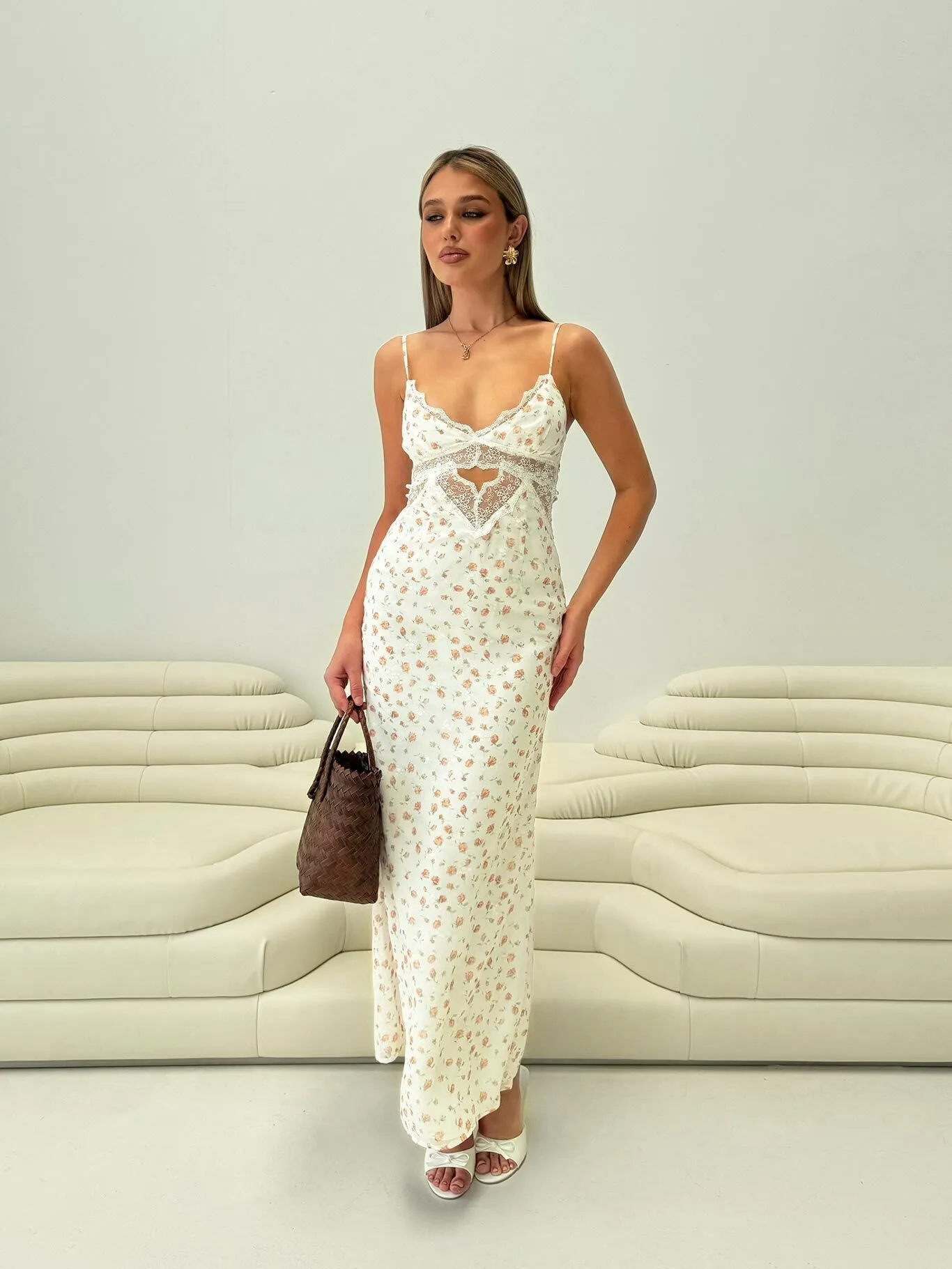 Annamaria Lace Maxi Dress Floral Cool Structure Casual and Stylish