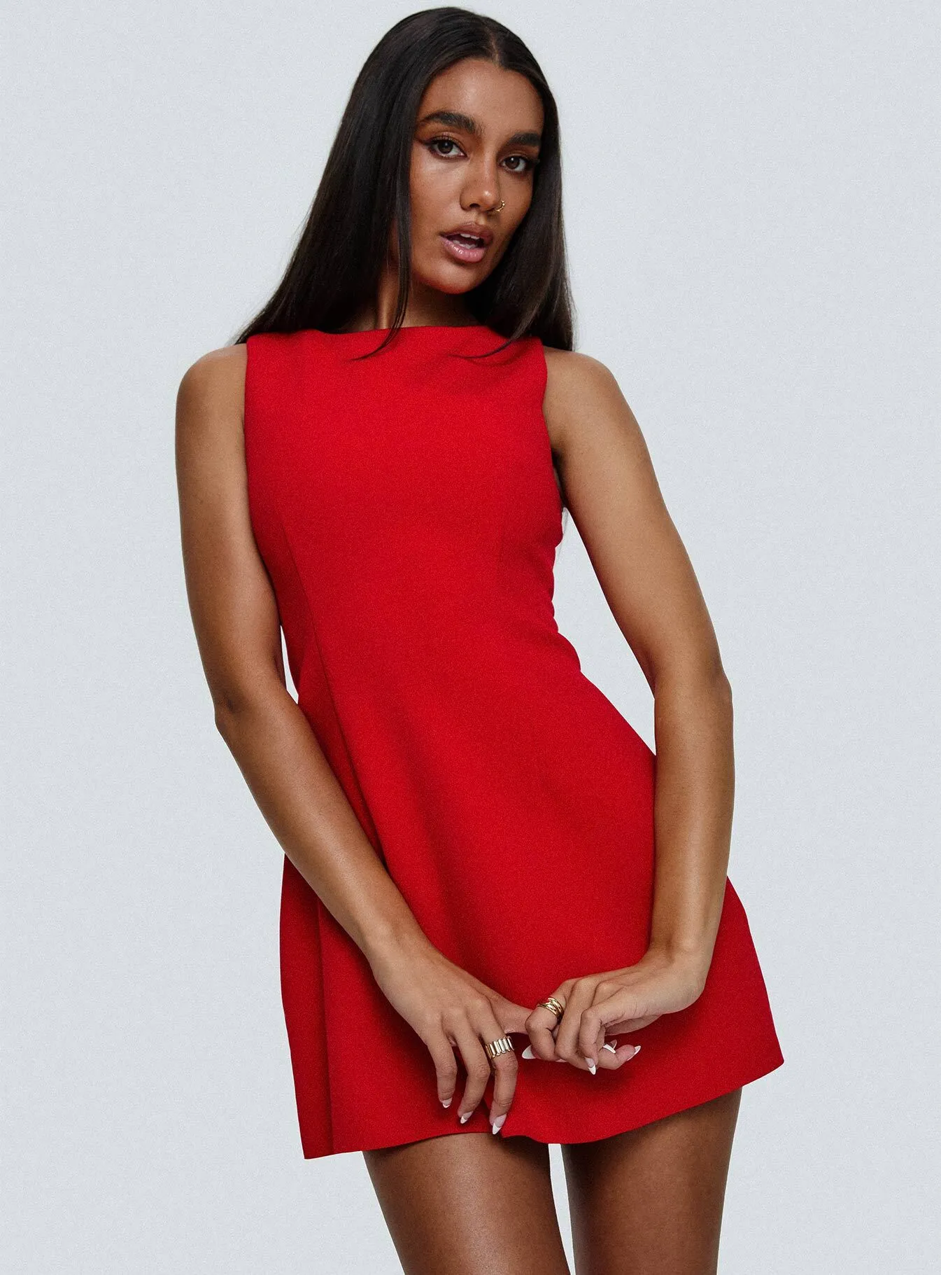 Mid Fit Satin Grace Anse Mini Dress Red