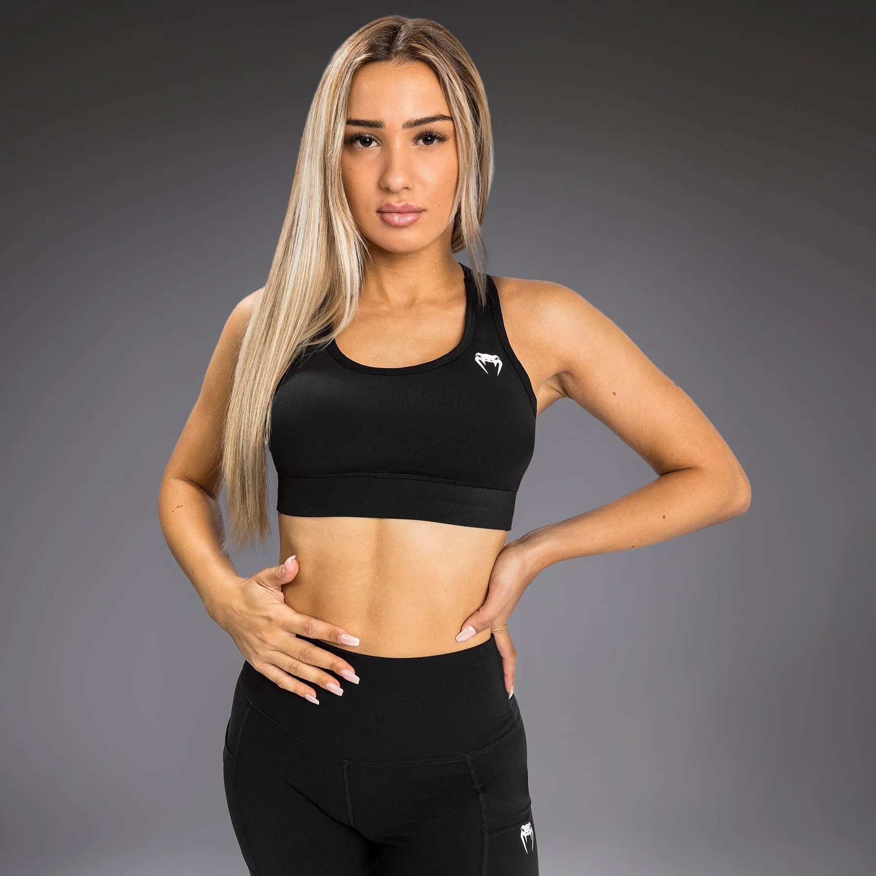 Venum Essential Medium Impact Sport Bras - Black Waist support Striped