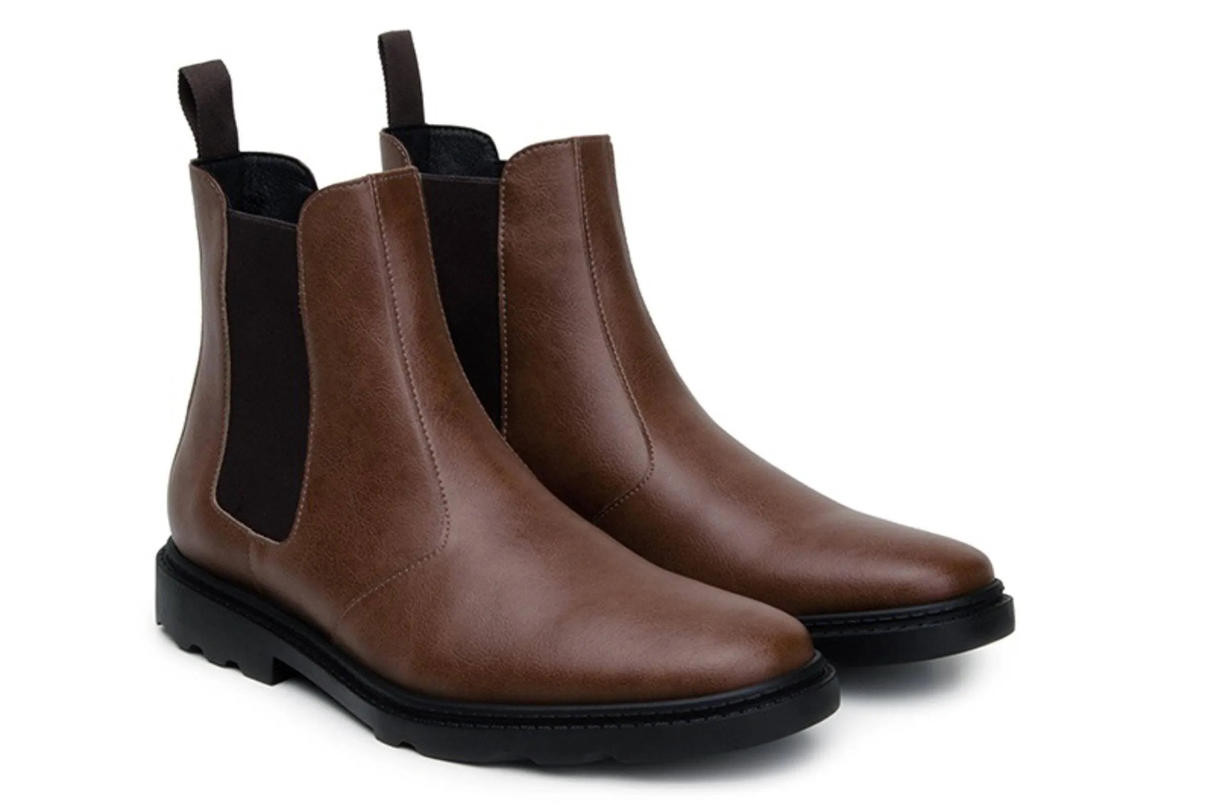 SlipResistant Functional And Fashionable 'Work Chelsea' Unisex Chelsea vegan boots by Ahimsa - cognac
