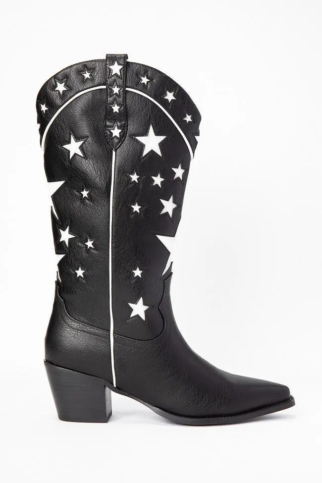 Anti Odor Morning Walk Shopping Lover Dollie Black and White Star Boots SALE