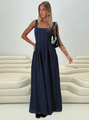 Lorinda Maxi Dress Navy Matte Look Timeless Style