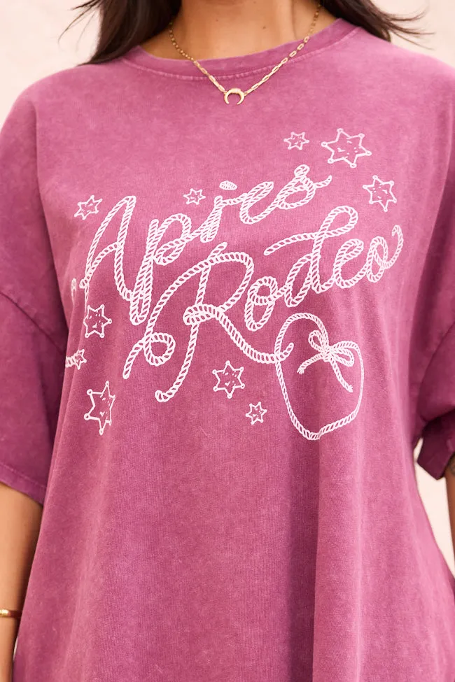 Timeless Fit Lace trim Apres Rodeo Dark Cherry Oversized Graphic Tee