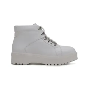 'Gen' vegan leather lace-up boot by Zette Shoes - white Easy Layer