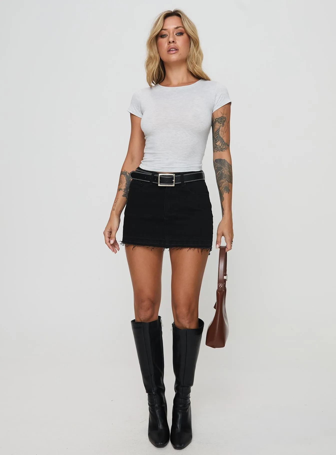 Button Fastenings Aster Mini Skirt Black