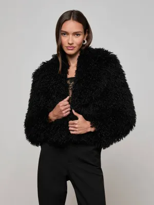 Articulated Knees Aura Cropped Faux Fur Jacket