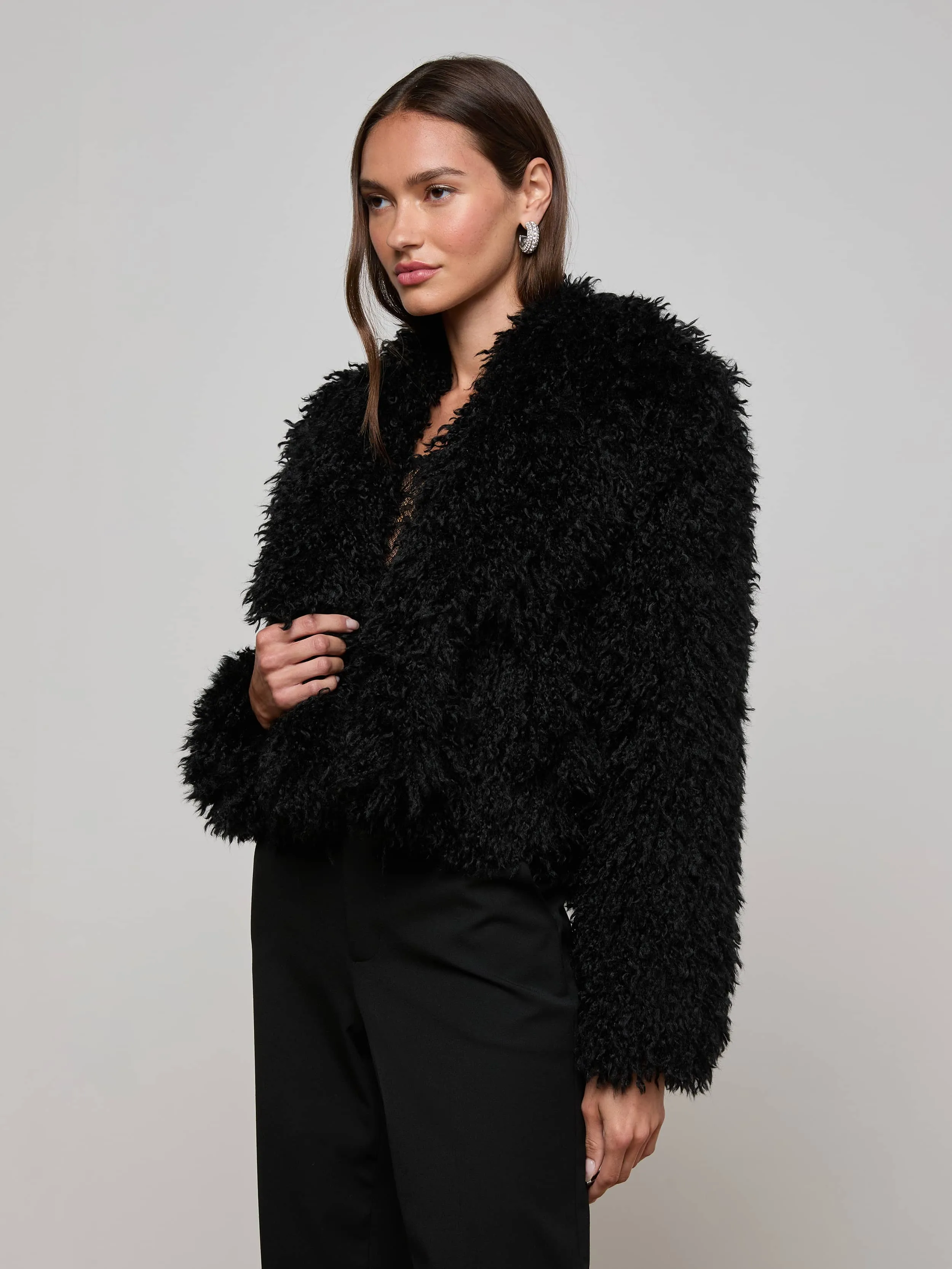 Aura Cropped Faux Fur Jacket Heat Sealed Edges Teflon Coated