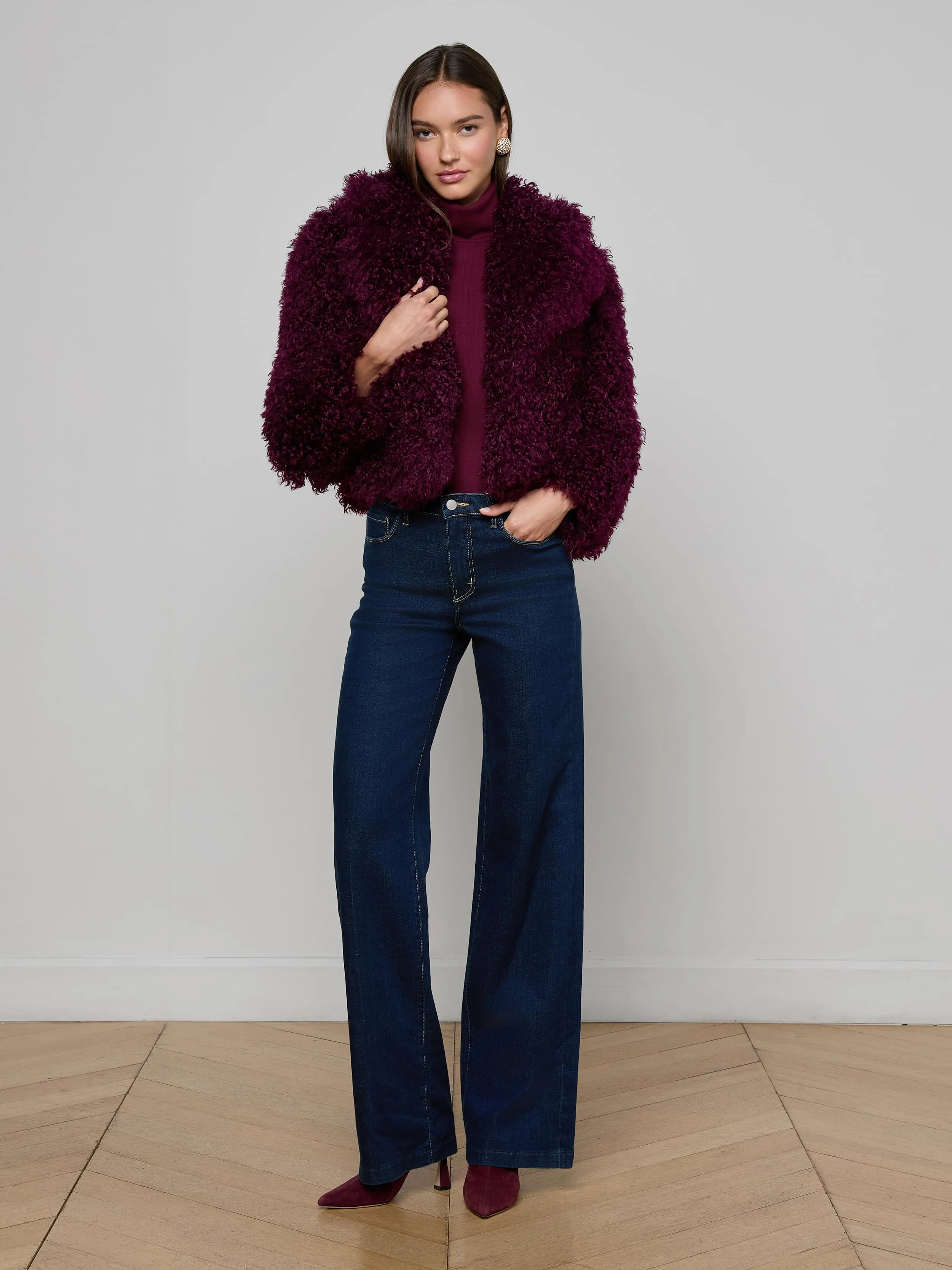 Hard Cover Cool Season Aura Cropped Faux Fur Jacket