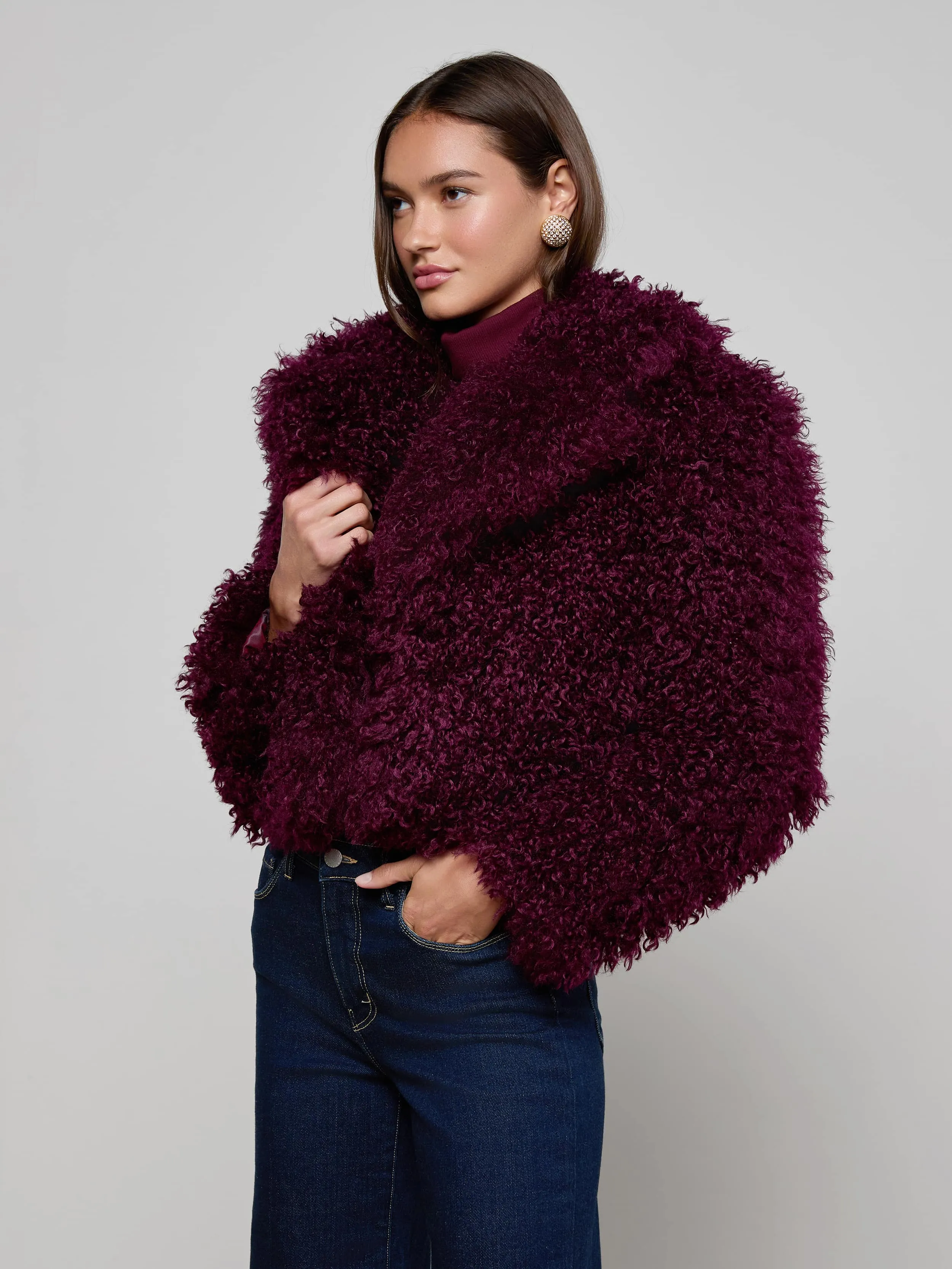 Aura Cropped Faux Fur Jacket Light Weight Comfortable Fabric