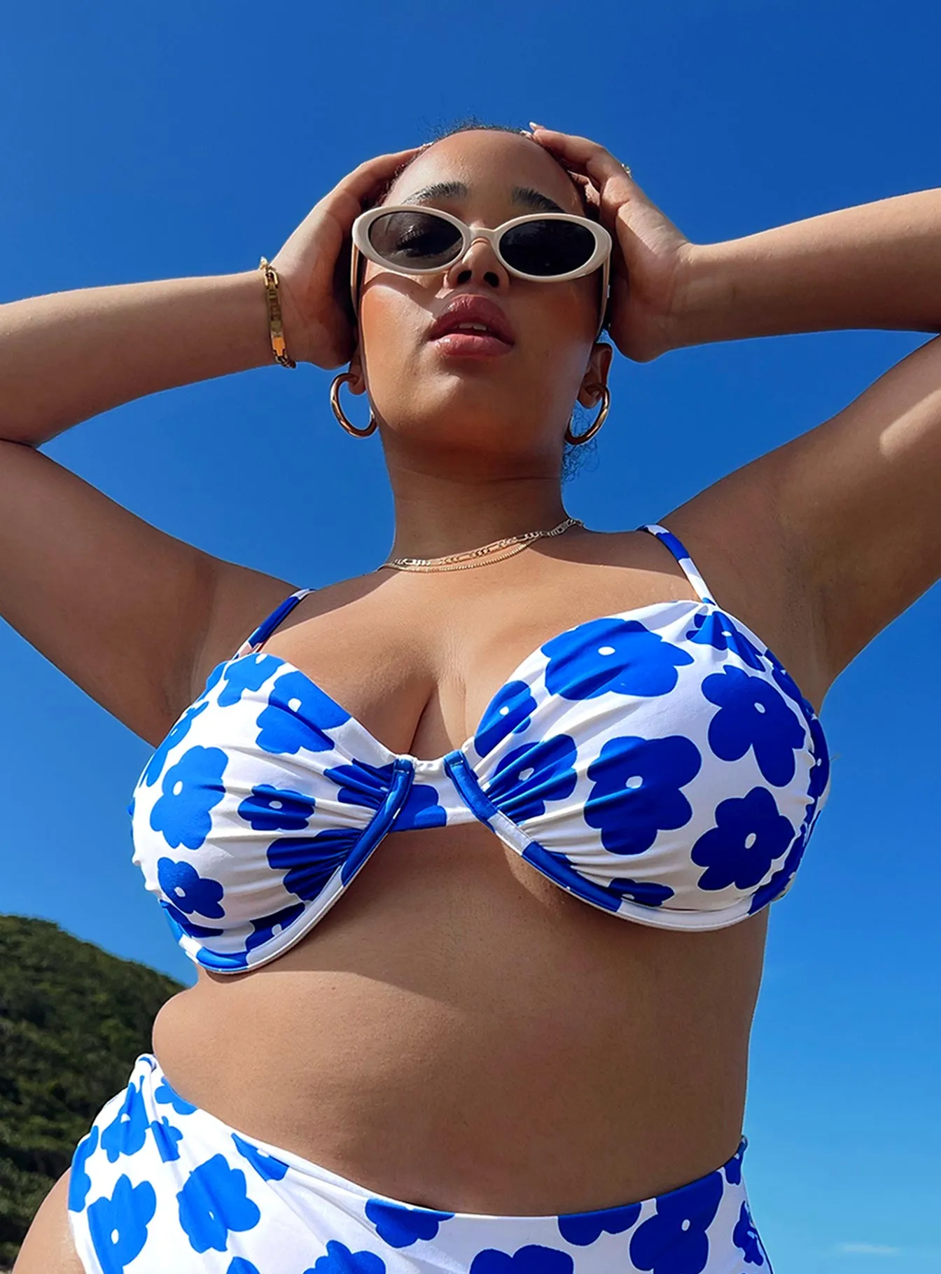 Underwire-Support Avani Eco Nylon Bikini Top Blue Multi Curve