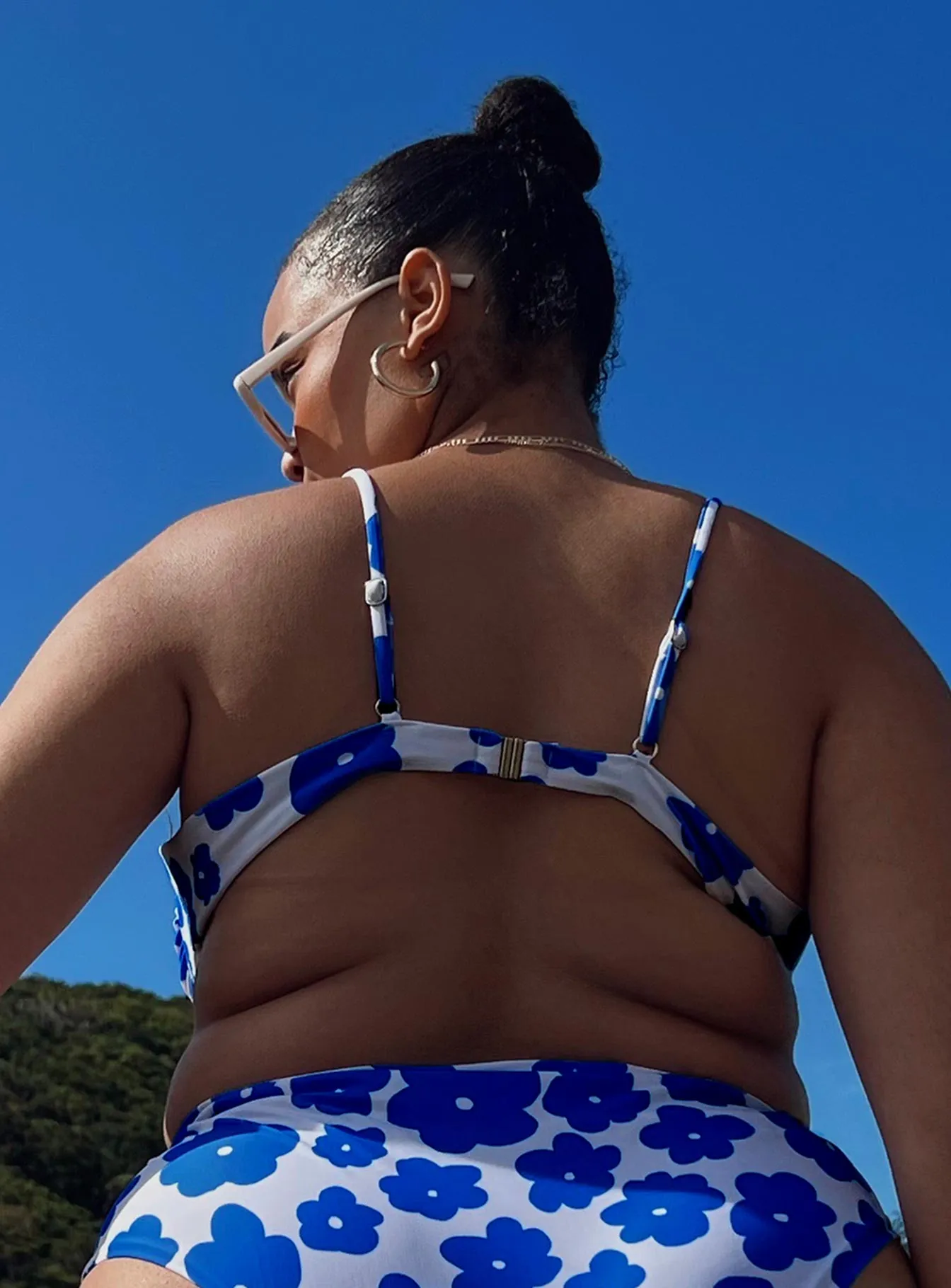 Seam Free Waistband Avani Eco Nylon Bikini Top Blue Multi Curve