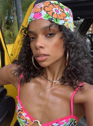 Vibrant Colors Avani Hair Scarf Orange Multi Floral