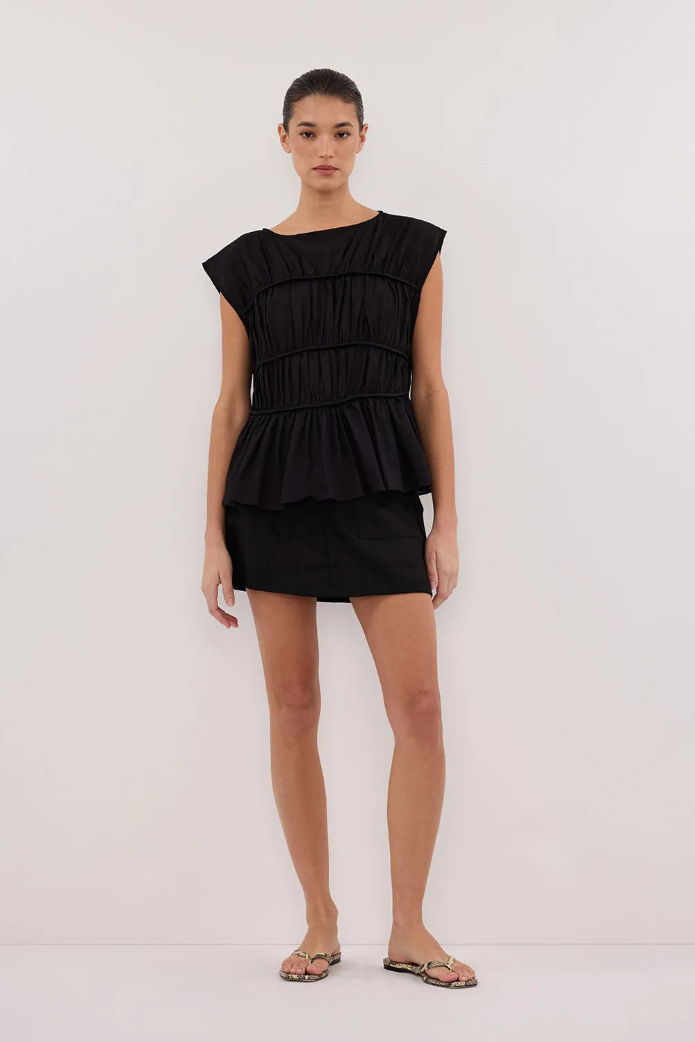 Hygienic Antimicrobial Layer EVA BLACK LINEN SKORT