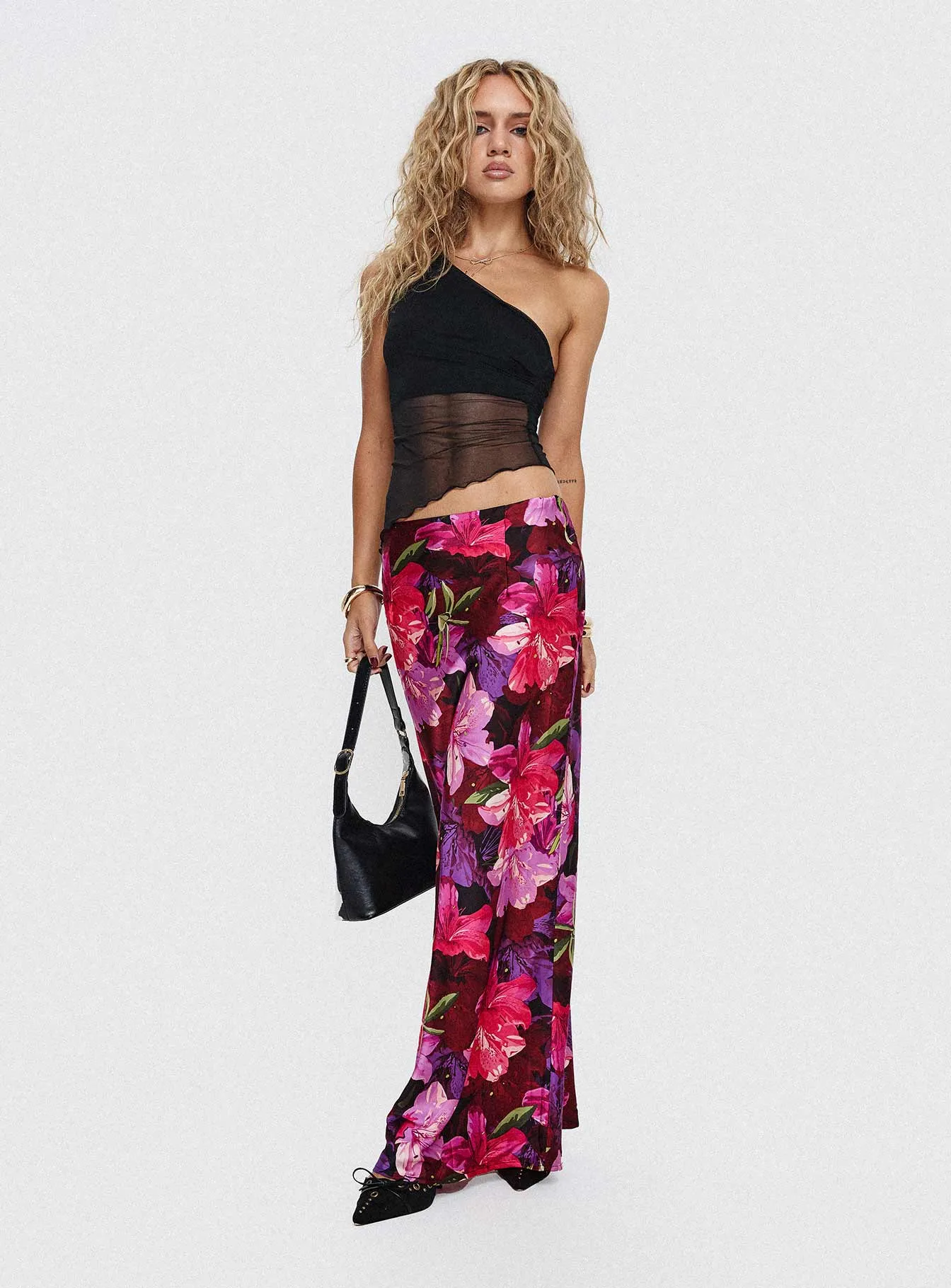 Joder Maxi Skirt Purple Floral Mall Brand Look