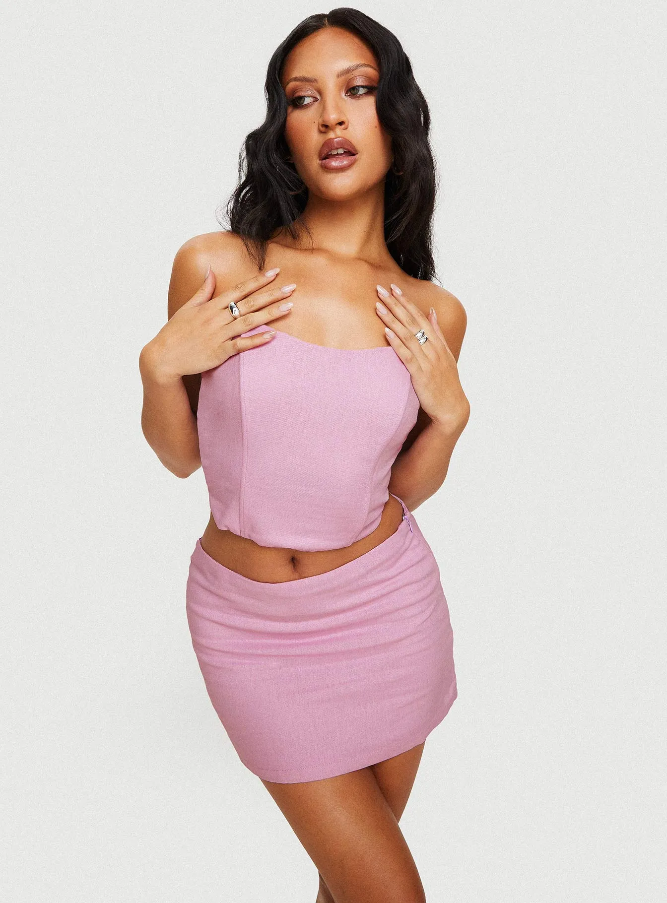 button detail Banard Set Pink