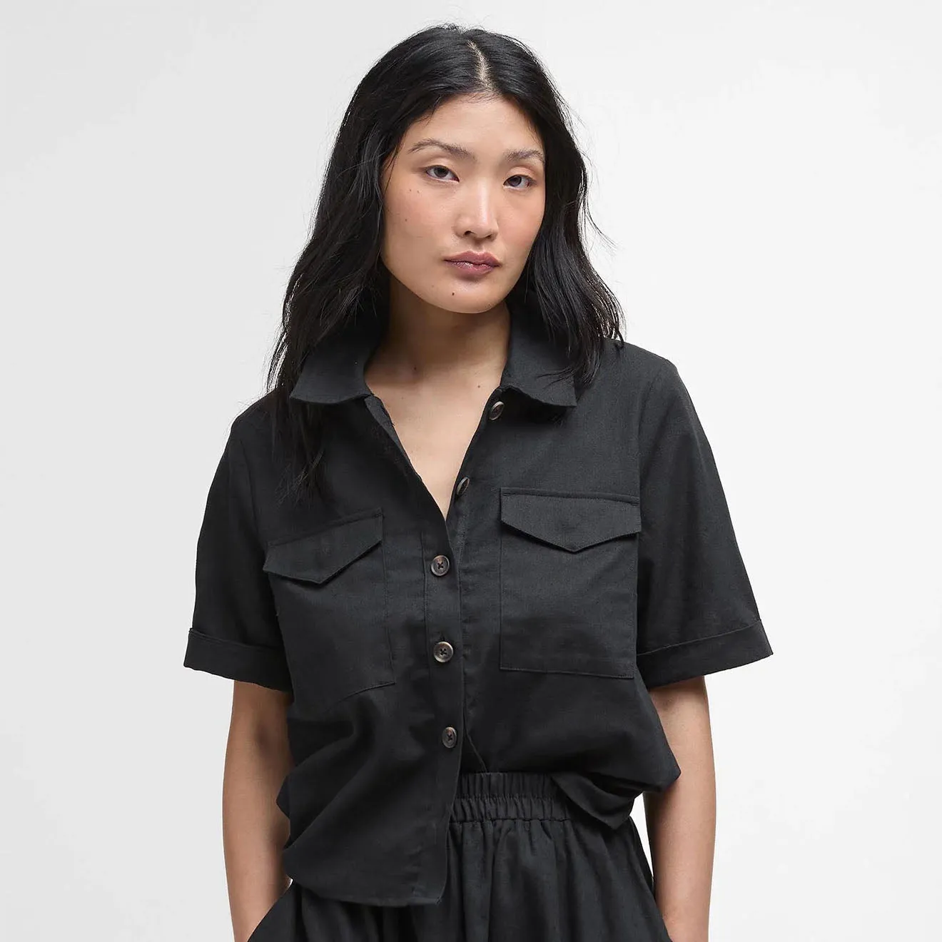 Barbour Womens Luna Shirt Black ButterSoftKnit TumbleDry Safe