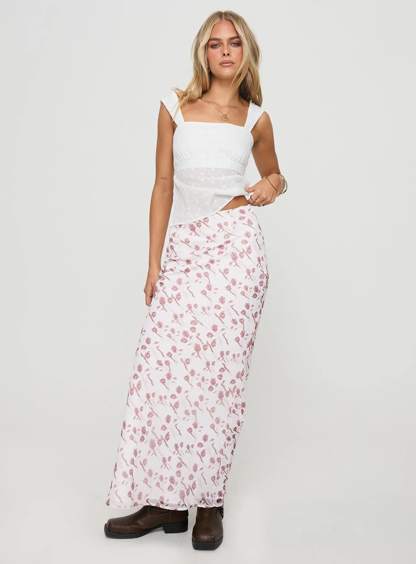 Battaglie Maxi Skirt Multi Flexible Material Runway Inspired
