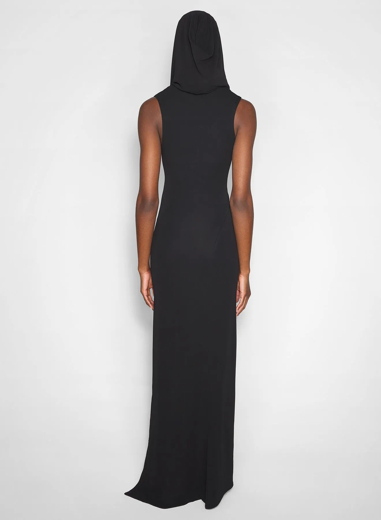 black hooded sleeveless gown Edgy vibes