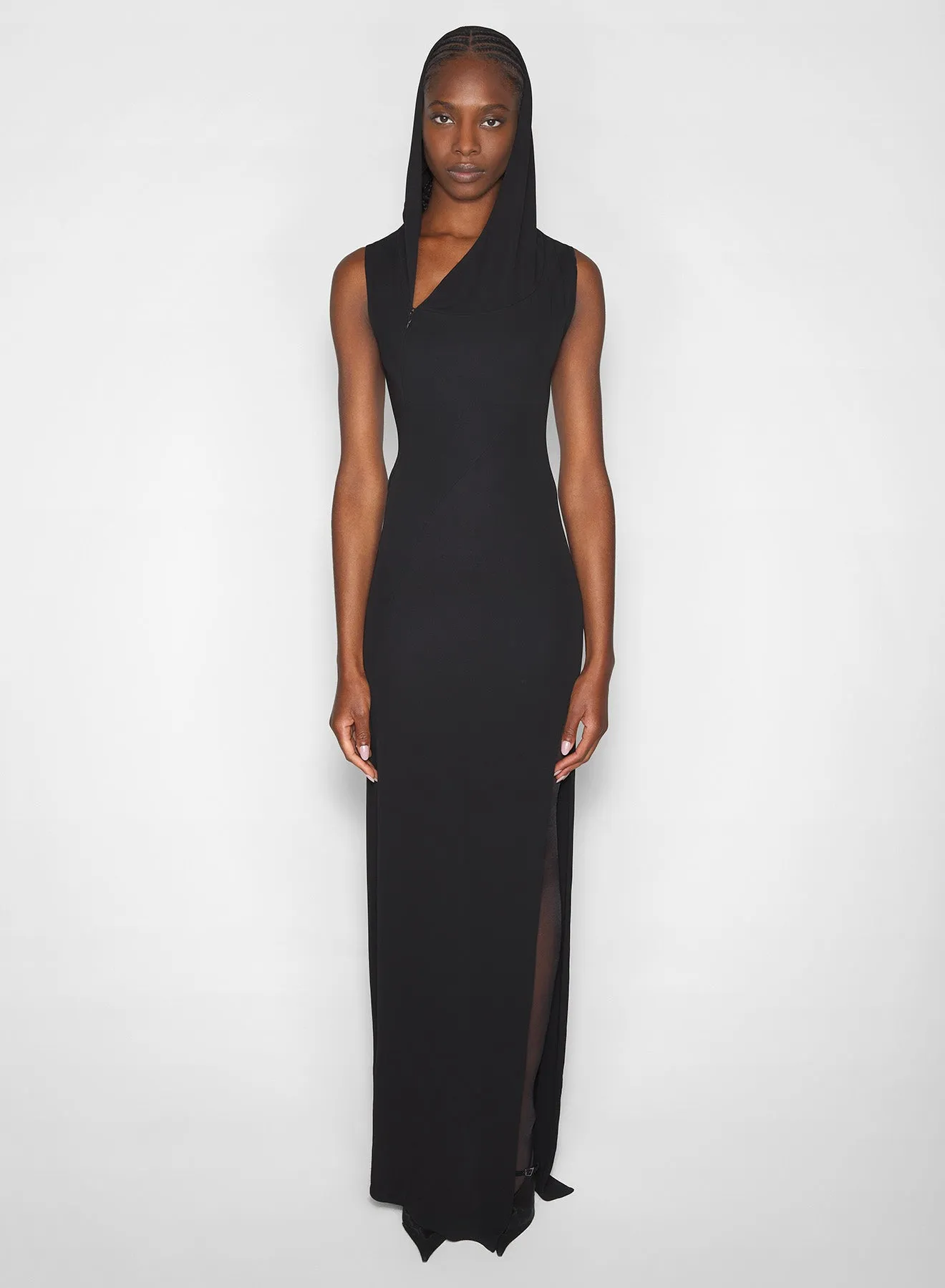 black hooded sleeveless gown Cozy Balance