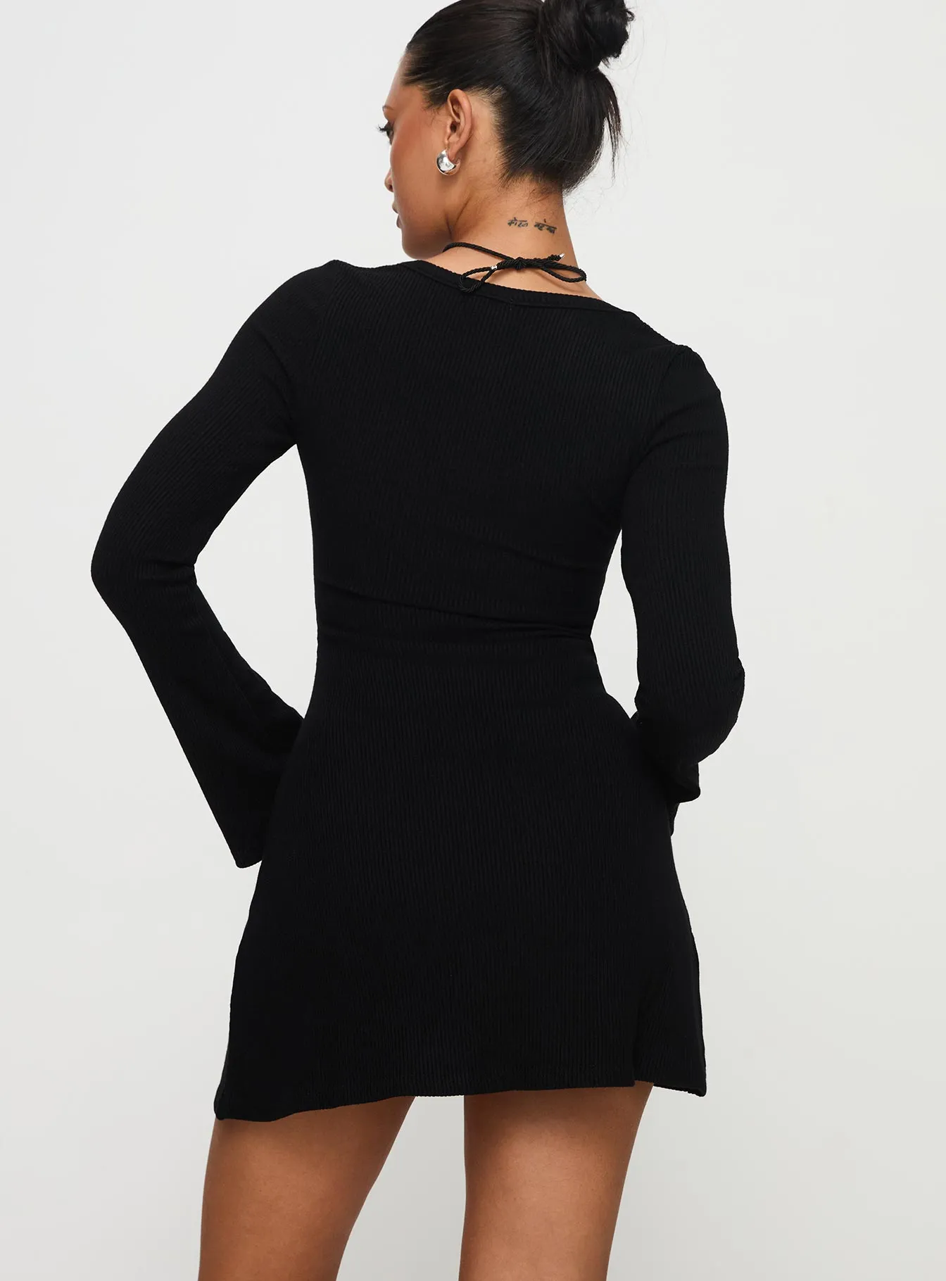 Best Interest Long Sleeve Mini Dress Black Smart Fashion solo wear