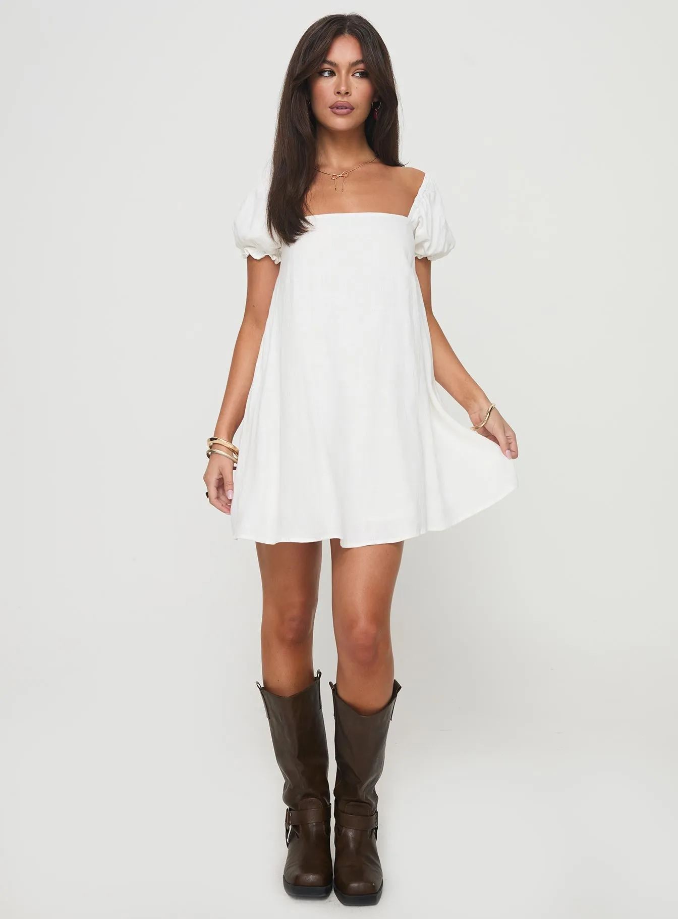Polished Tailoring Beyond Linen Blend Mini Dress White